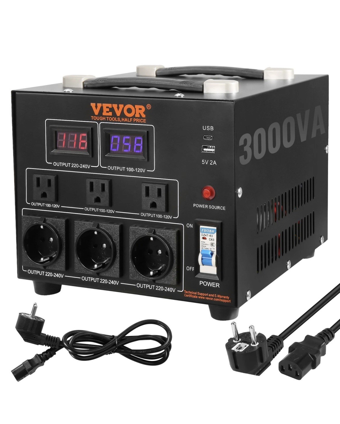 3000W Voltage Converter Transformer Step Up/Down 220V-110V /110V-220V CE