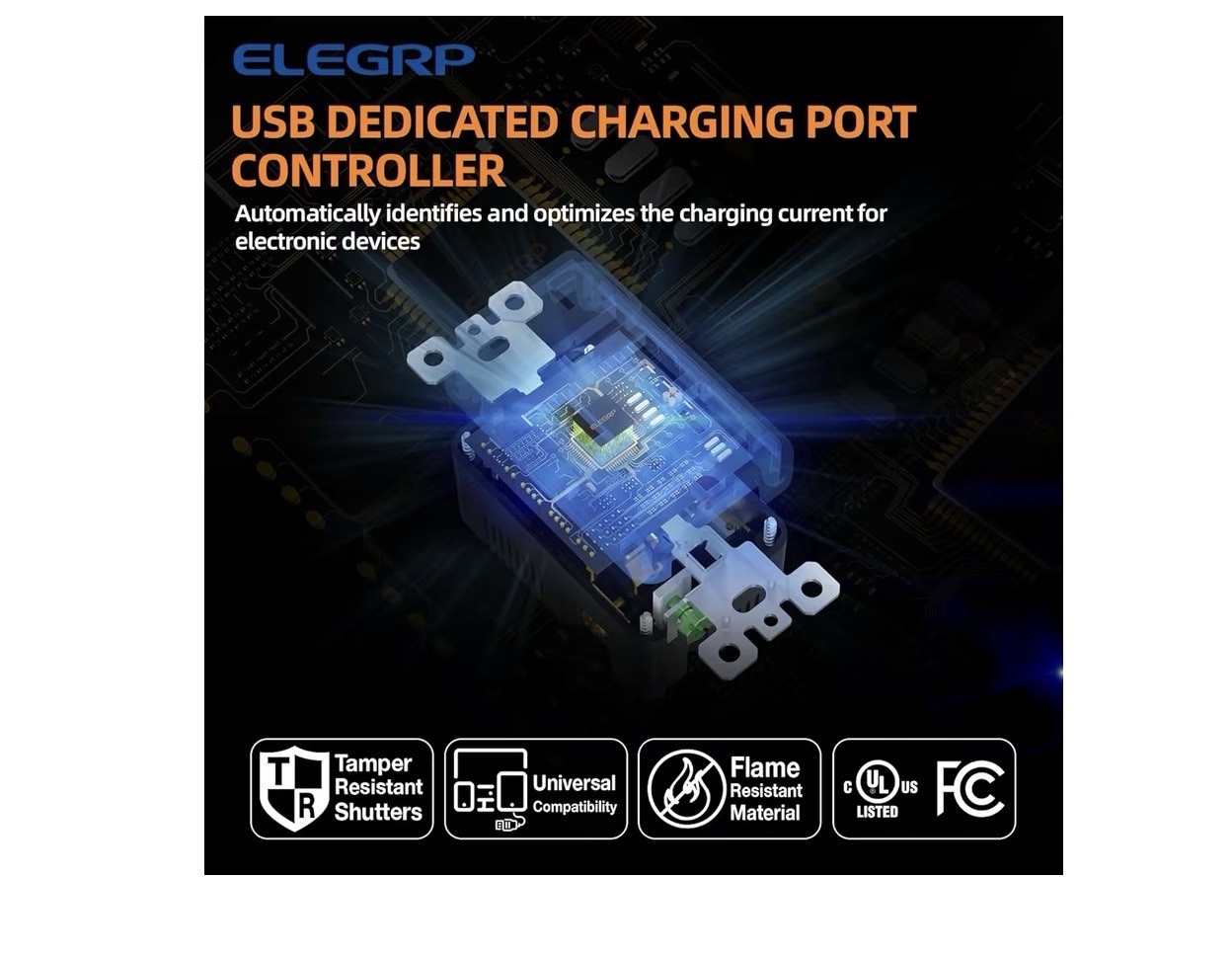 USB Charger Wall Outlet, USB Receptacle w/ Type A & Type C USB Ports 10 Pack