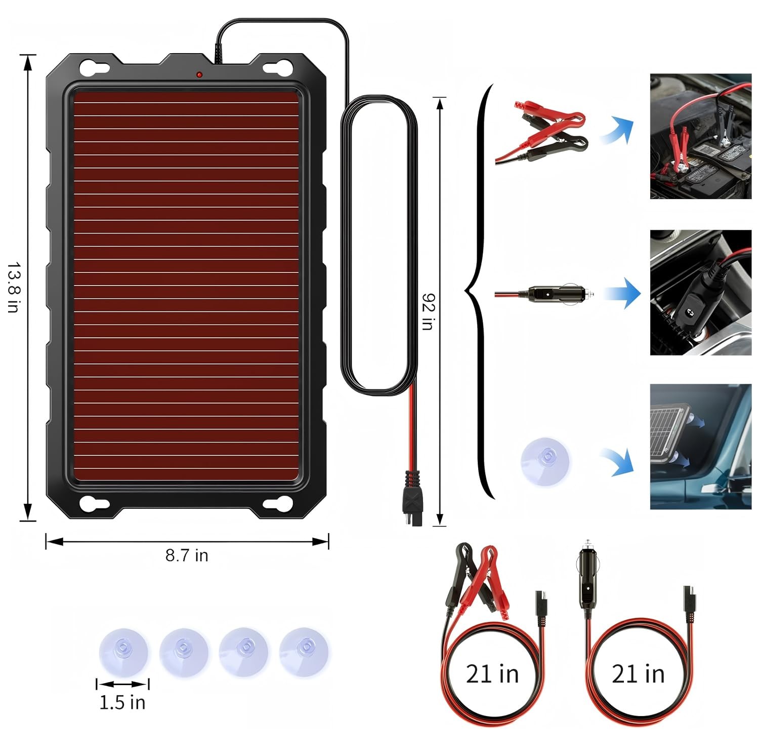 POWOXI 3.3W 12V Solar Battery Trickle Charger Maintainer for Car, Trailer, RV