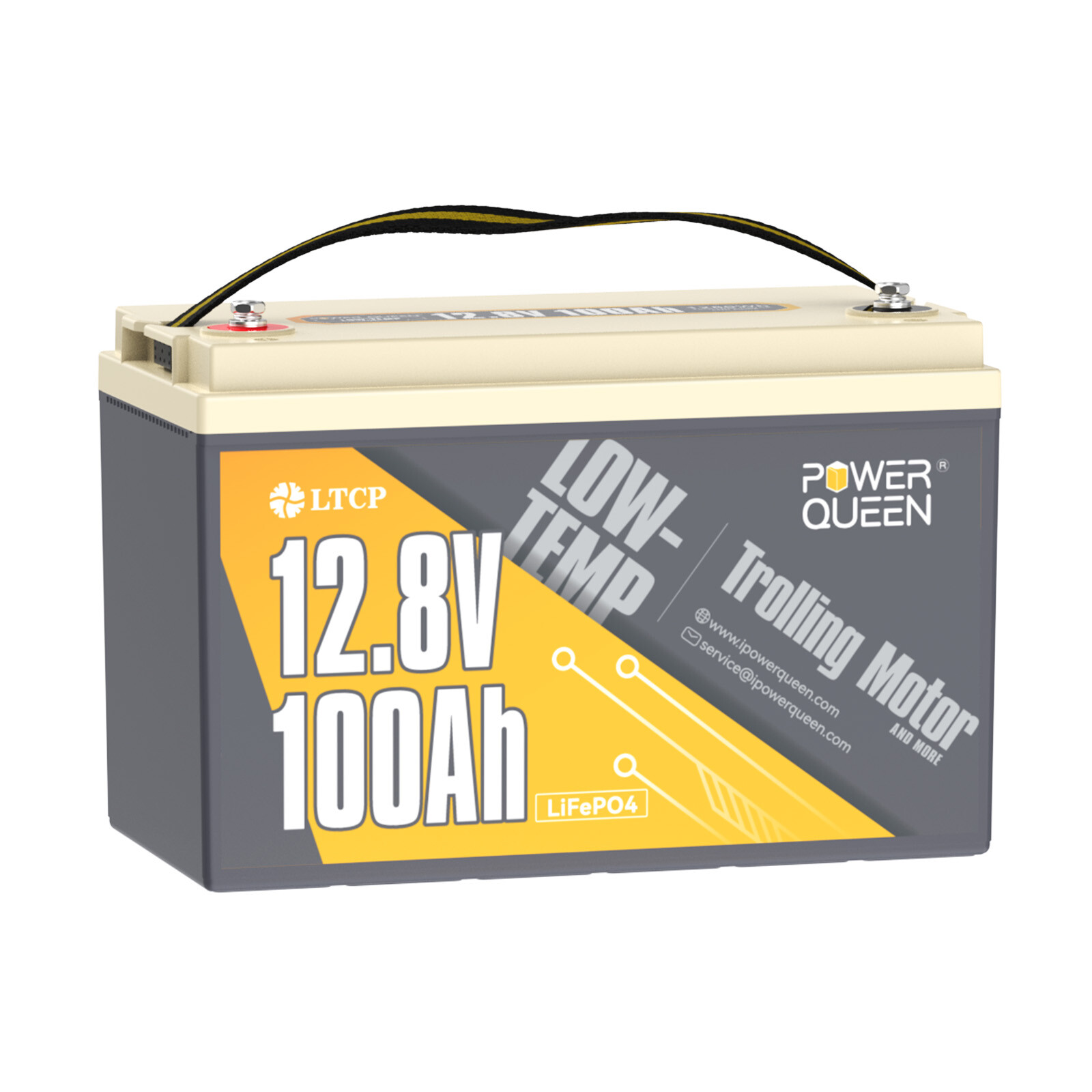 Power Queen 12.8V 100Ah Low-Temp LiFePO4 Battery BMS for 30-70lb Trolling Motor