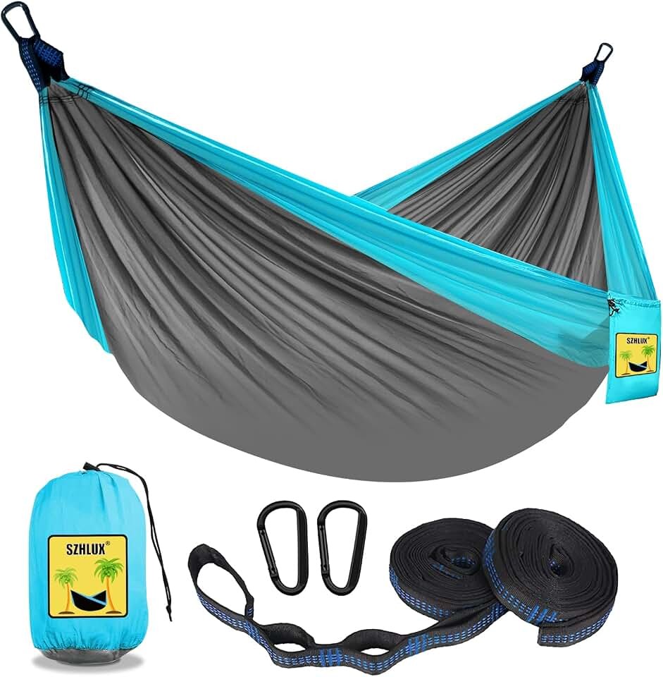 SZHLUX Camping Hammock Double & Single Portable Hammocks with 2 Tree Straps…
