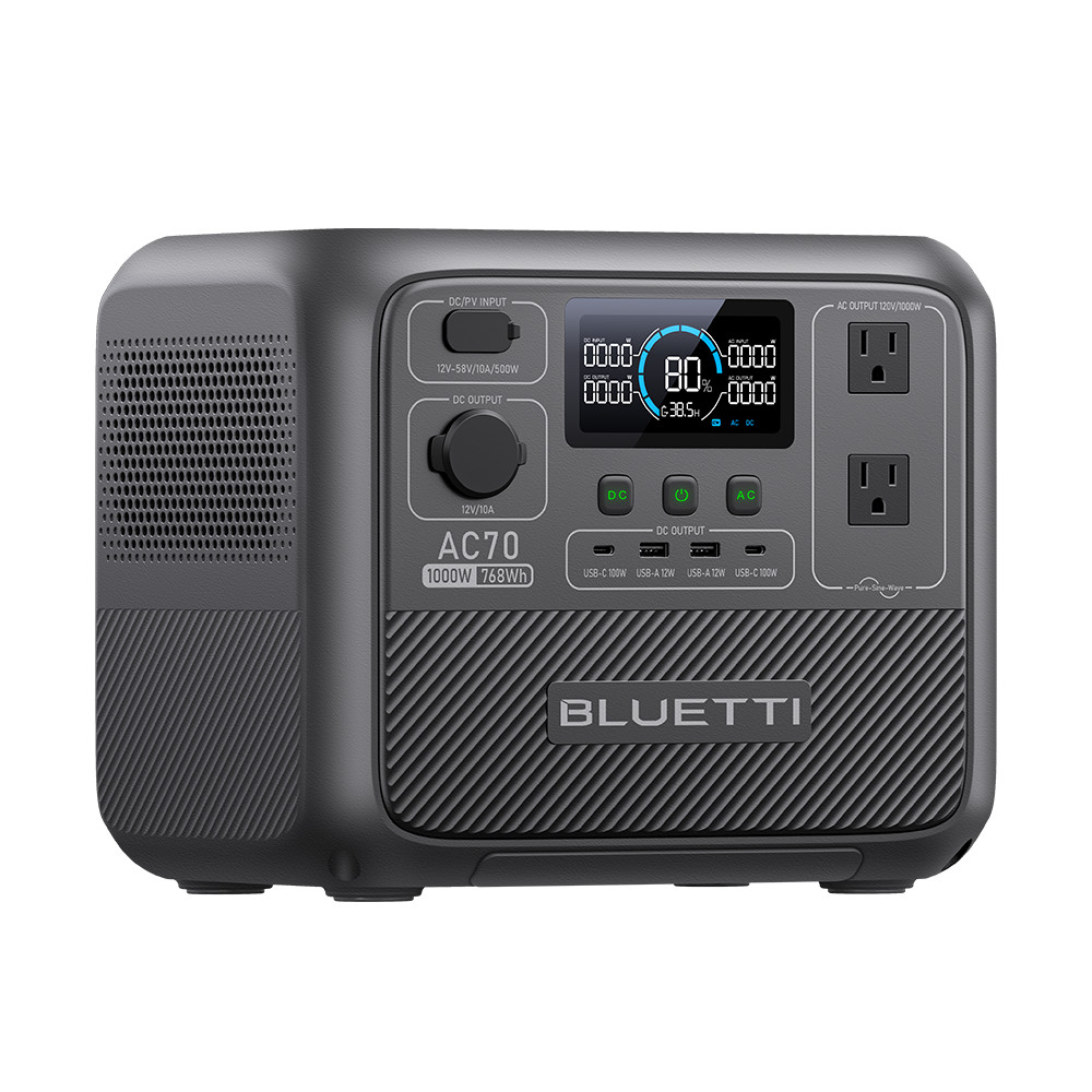 BLUETTI AC70 1000W 768Wh Portable Power Station LiFePO₄ Battery for Travelling