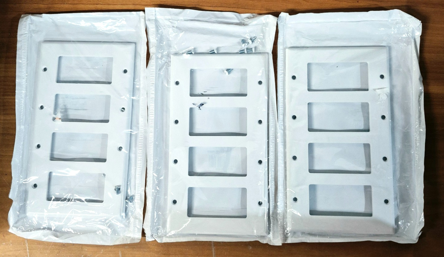 LOT/3 LEVITON 4-Gang Decora Rectangle Plastic Wall Plate White Matte Finish NEW