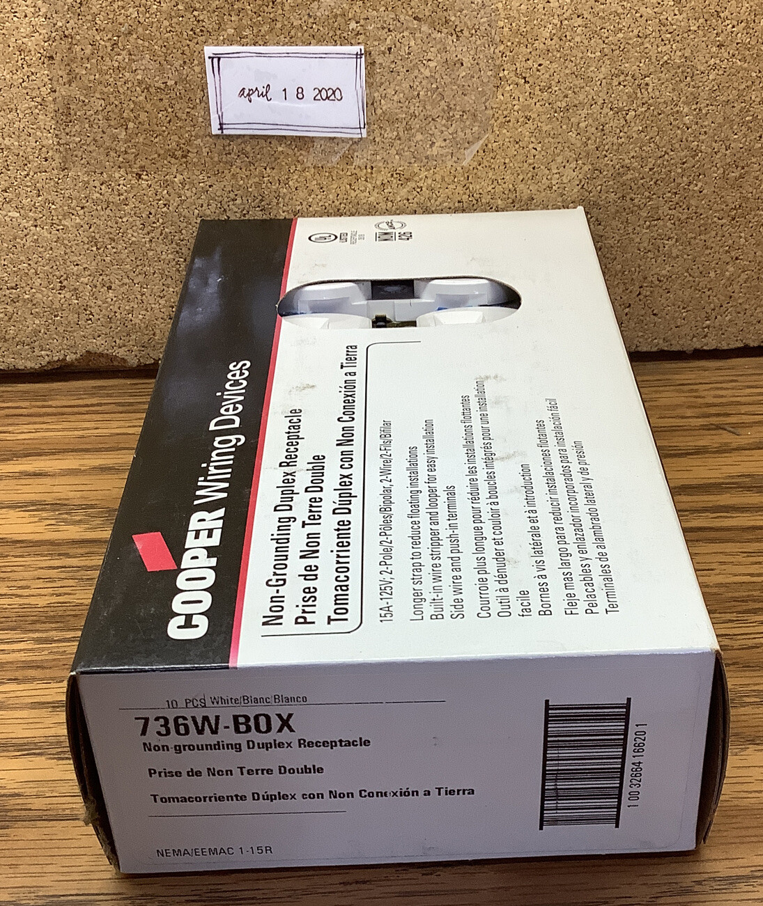 (10) New Cooper Wiring Devices 736W-BOX 15A 125V Non-grounding Duplex Receptacle
