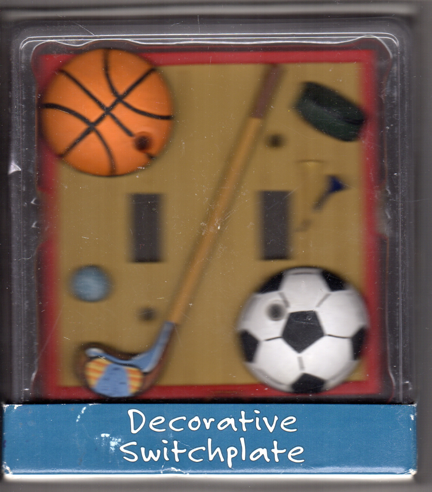Borders Unlimited 3D Double Toggle Switch Wall Plate Cover Let’s Play Ball Ceram