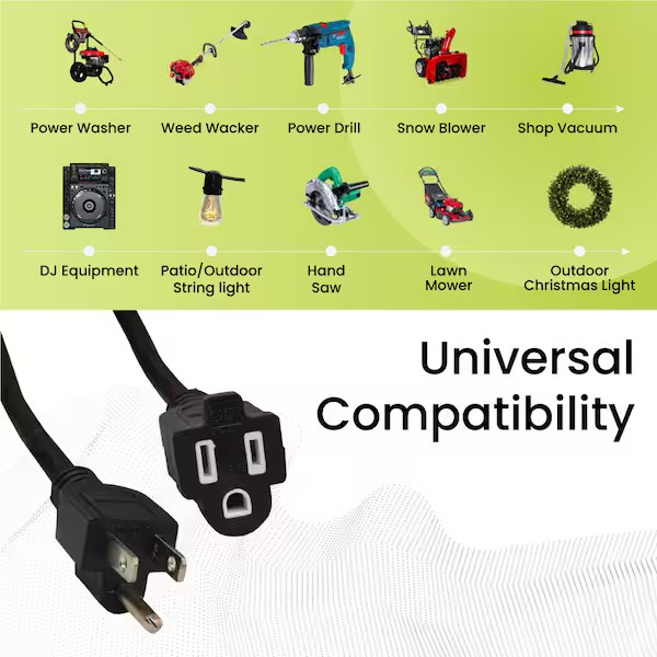GoGreen Power 25 ft. 16/3 Heavy Duty Extension Cord – Black