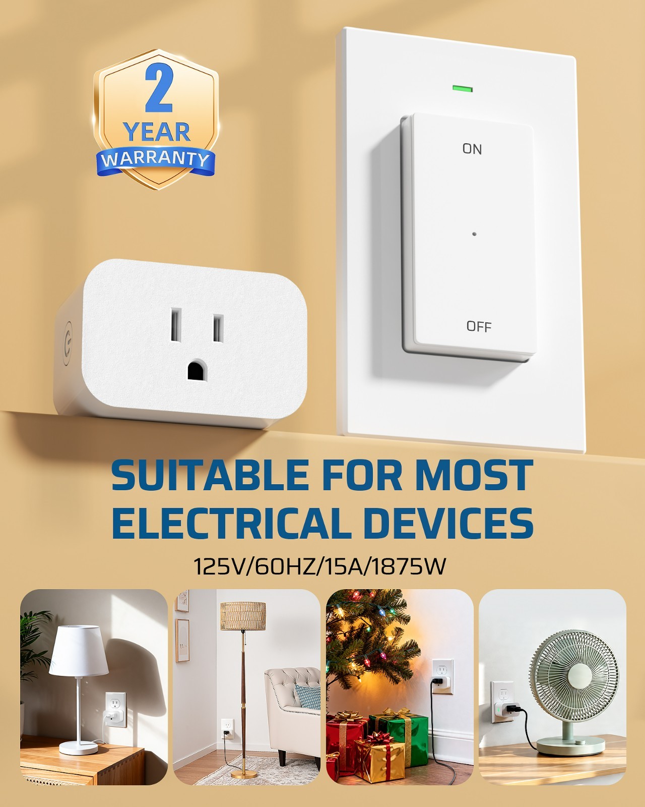 DEWENWILS Remote Control Outlet Wireless Wall Mounted Light Switch Plug in