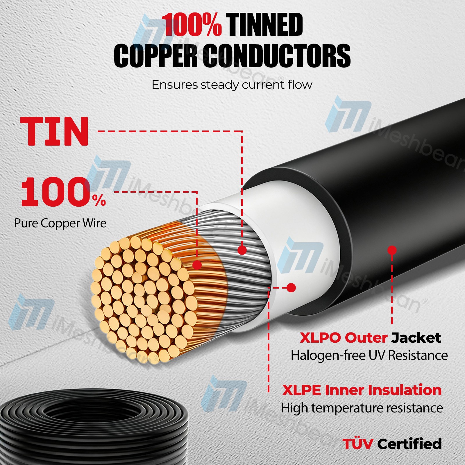 10AWG Solar Panel Extension Cable Tinned Copper Solar Cable PV Wire Connectors