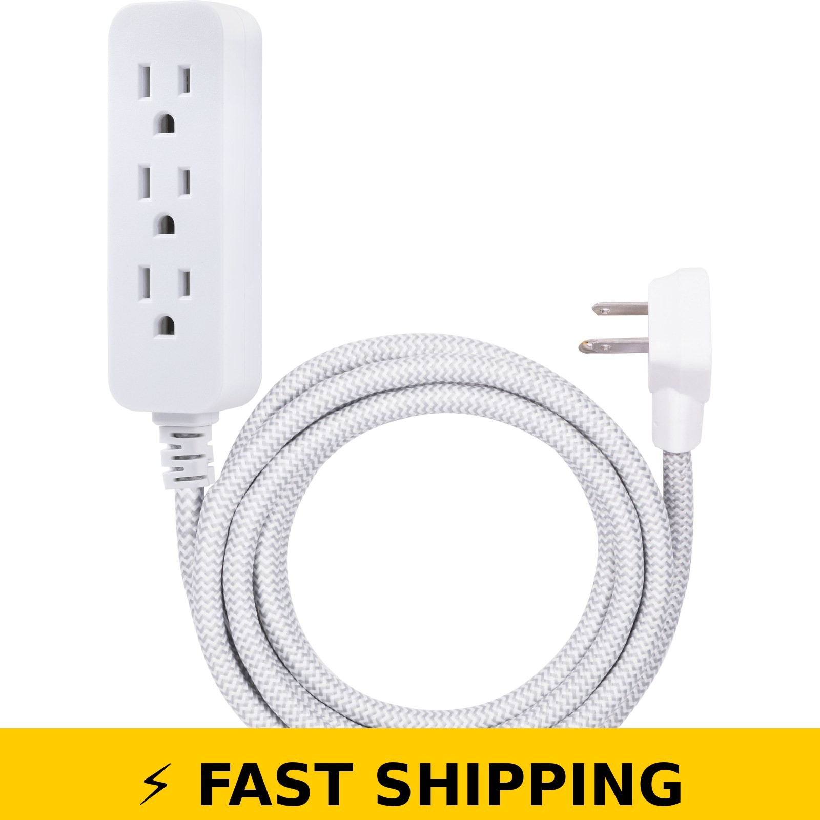 Cordinate 10ft 3-Outlet Extension Cord, Gray