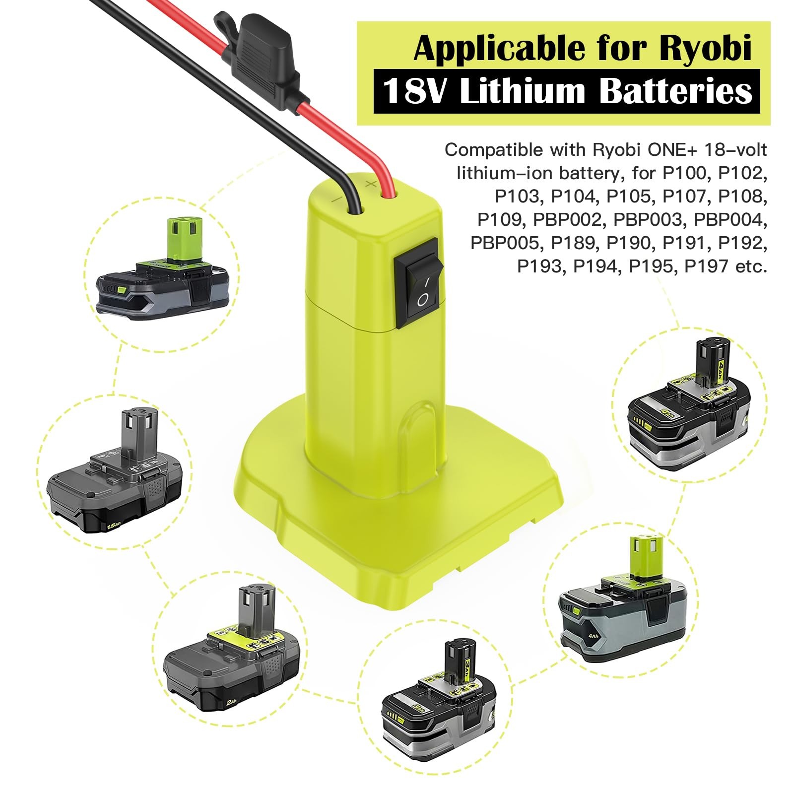 1 Packs Power Wheel Adapter for Ryobi 18V Battery 1-PACK