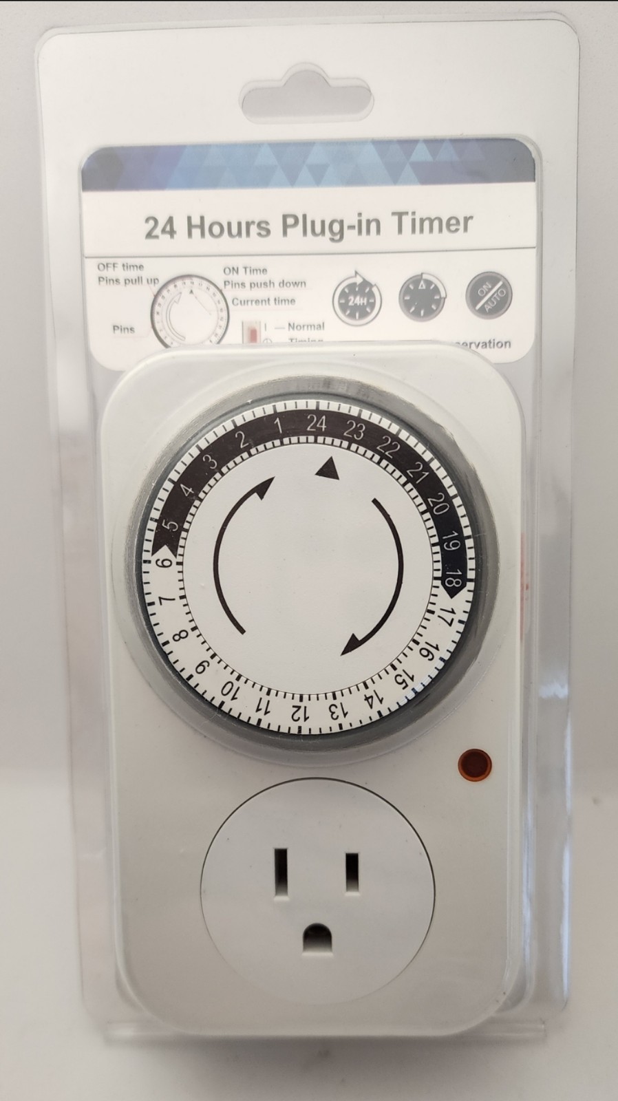 Plug-in Mechanical Timer Model 24 Hours Programmable 15 Amps GMT04A-US New