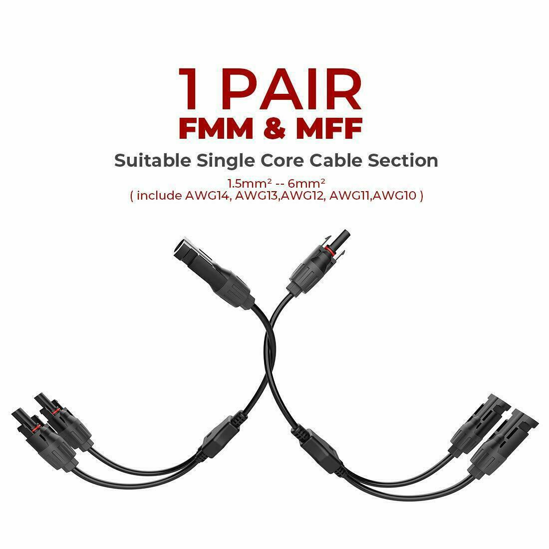 BY A pair of photovoltaic connectors solar Y-shaped cable busbar fireproof