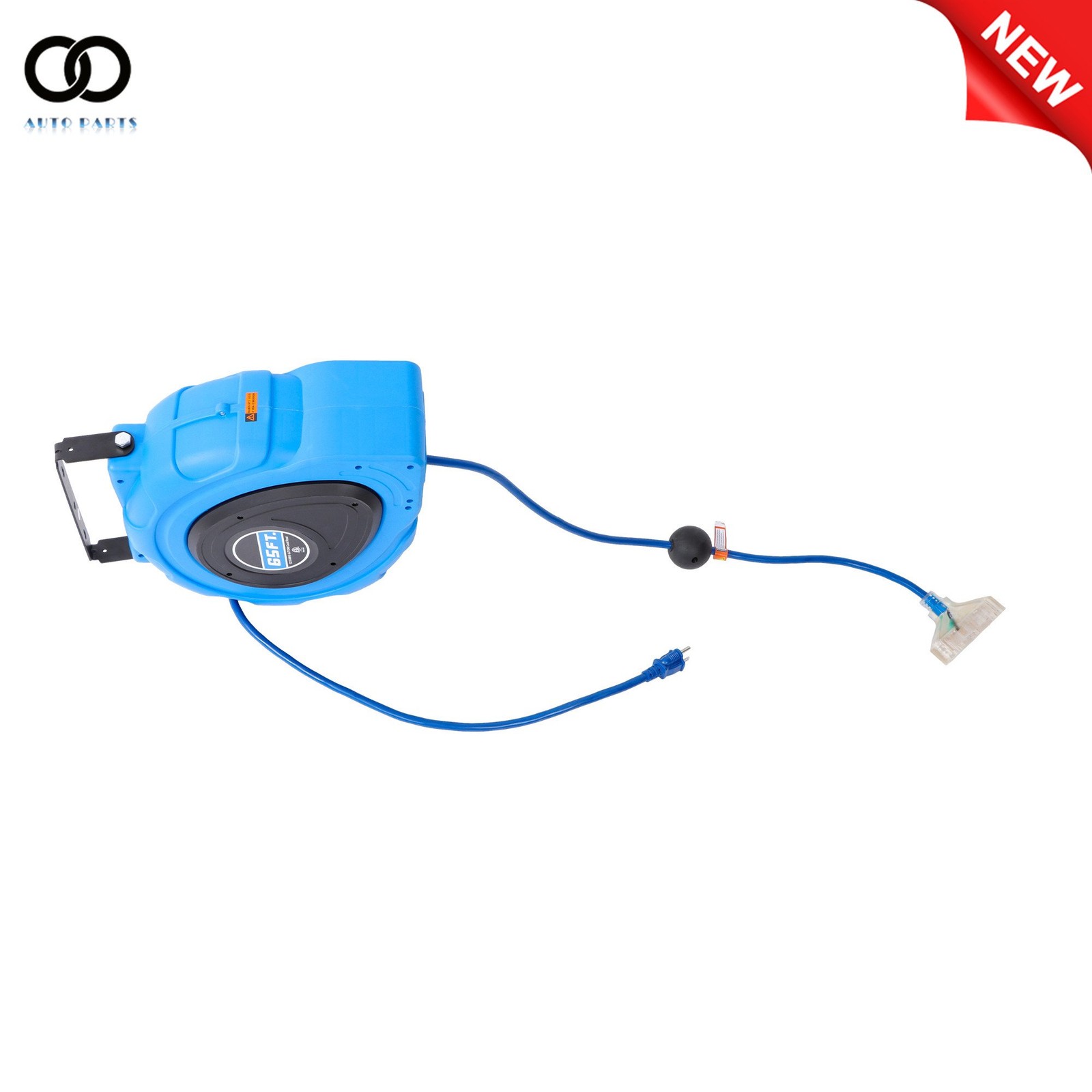 65FT 12AWG/3C SJTOW Retractable Extension Cord Reel Power Cord Reel 1875 watts