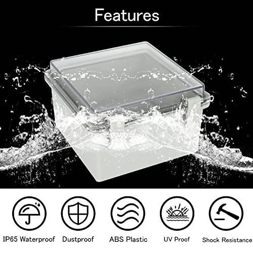 Junction Box IP65 Waterproof ABS Plastic 5.2″ x 5.2″ x 3.3″ Clear Cover