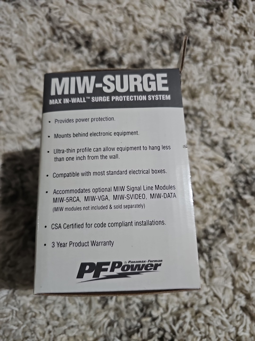 MIW-SURGE Max In-Wall Surge Protection System NIB PF Power Outlet NEW