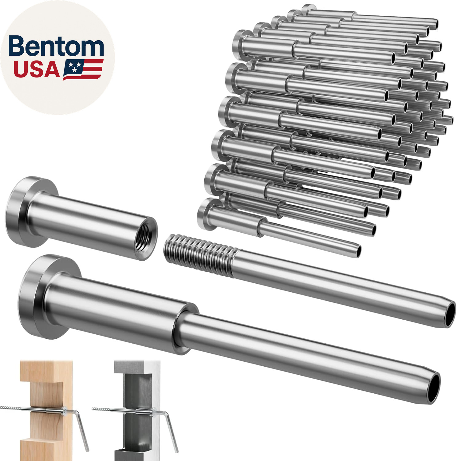 Invisible Cable Railing Kit – 20 Pack 1/8″ T316 Stainless Steel Invisible Receiv