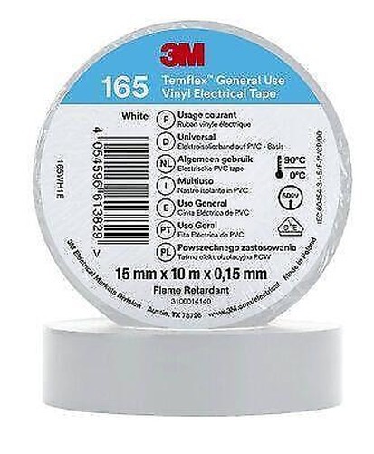 Insulation Tape 19mm x 0.15mm x 20m PVC Temflex™ 165, white, 3M