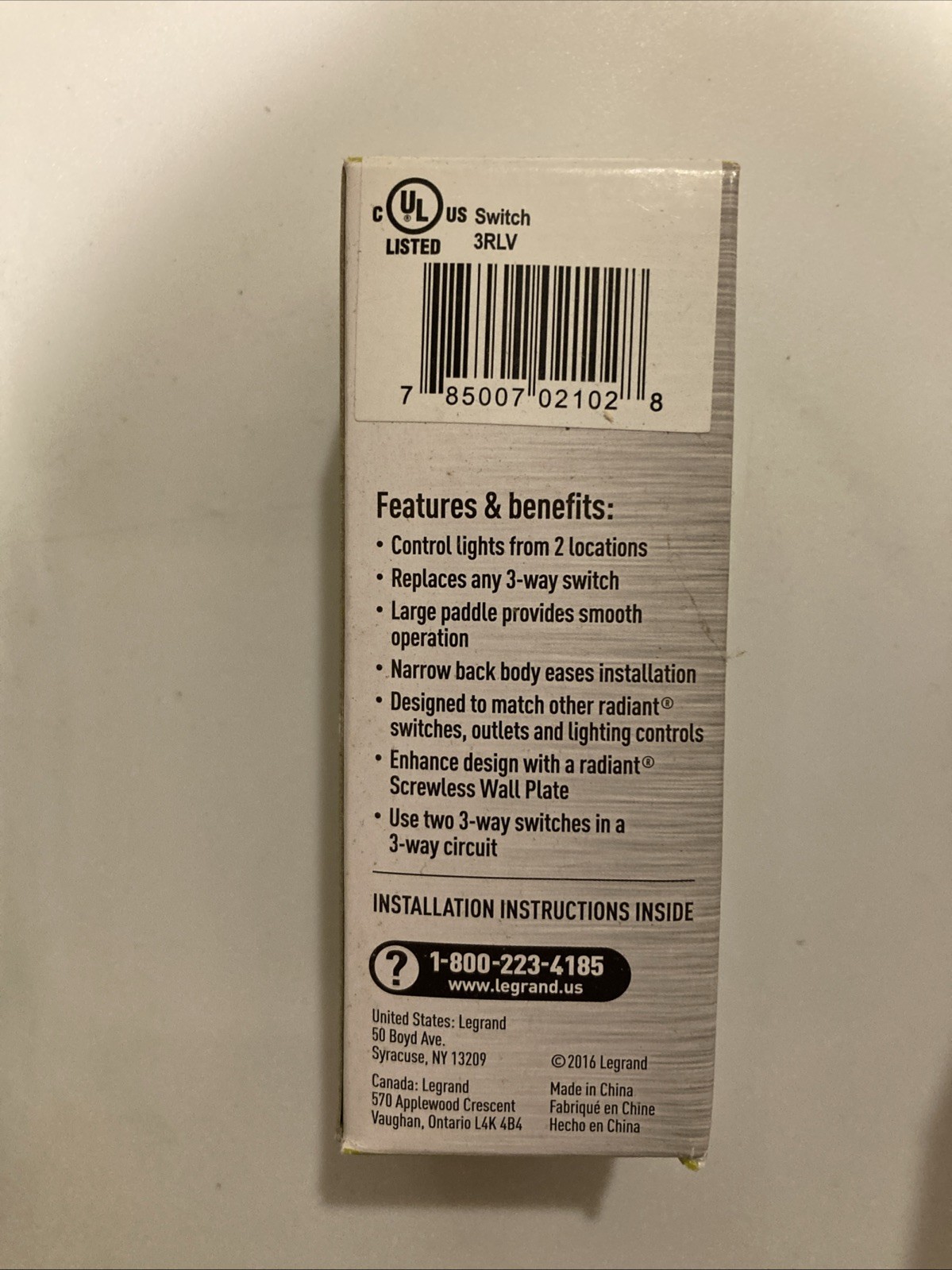 LEGRAND RADIANT 3-WAY PADDLE SWITCH NICKEL 15 AMP TM873-NICC10 (4 available)