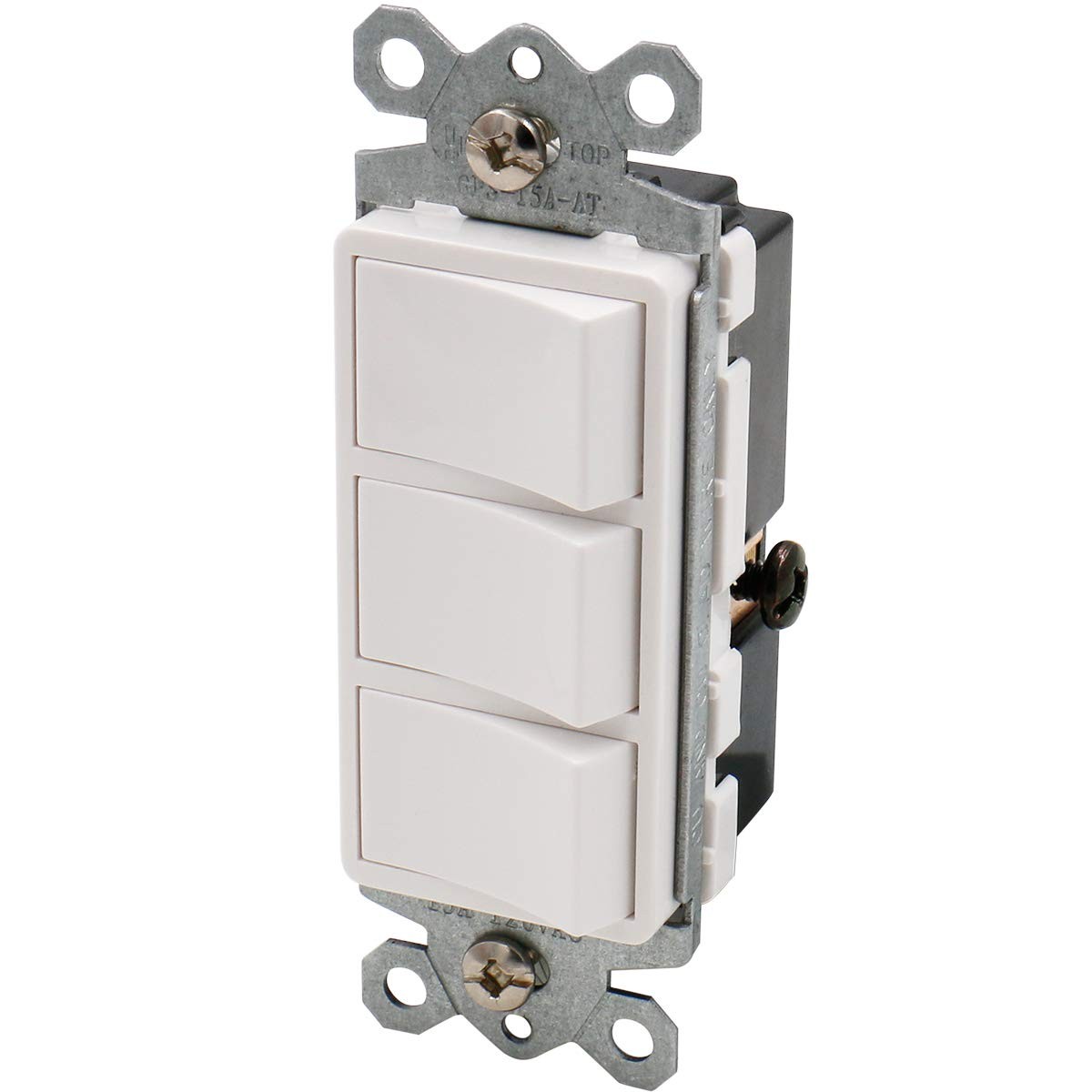 Baomain Triple Rocker Combination Switch 15 Amp, 120 Volt, 3 Individual