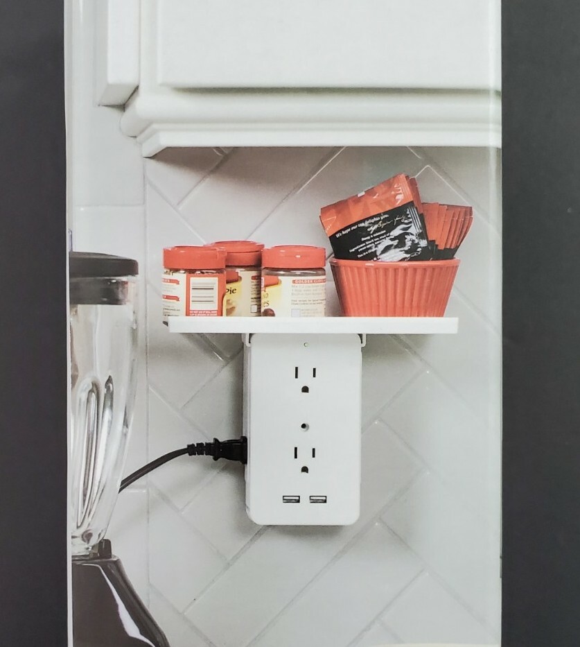 Sharper Image Socket Shelf Authentic 6 Wall Outlet 2 USB