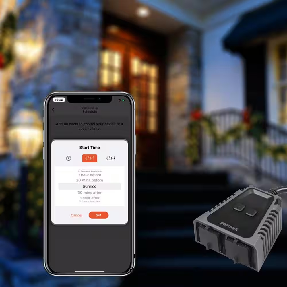 15 Amp 120-Volt Smart Wi-Fi Bluetooth Outdoor Plug with 2-Outlets Powered by Hub