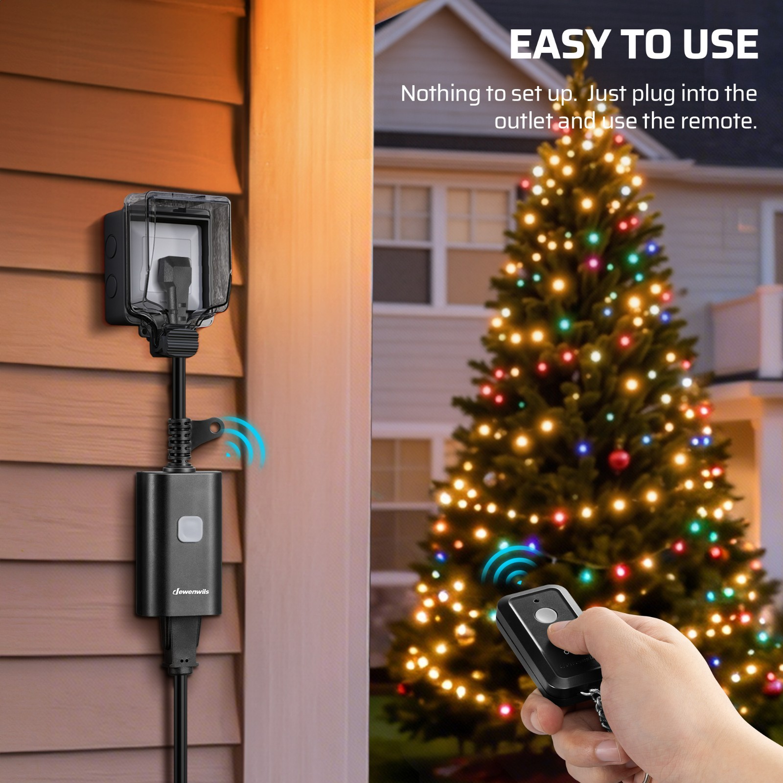 DEWENWILS Outdoor Remote Control Outlet, Weatherproof for Lights Outdoor, 100FT