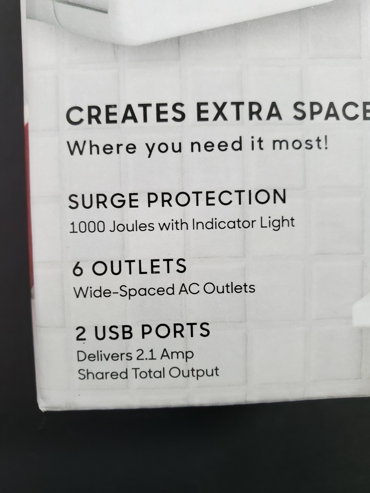 Sharper Image Socket Shelf Authentic 6 Wall Outlet 2 USB