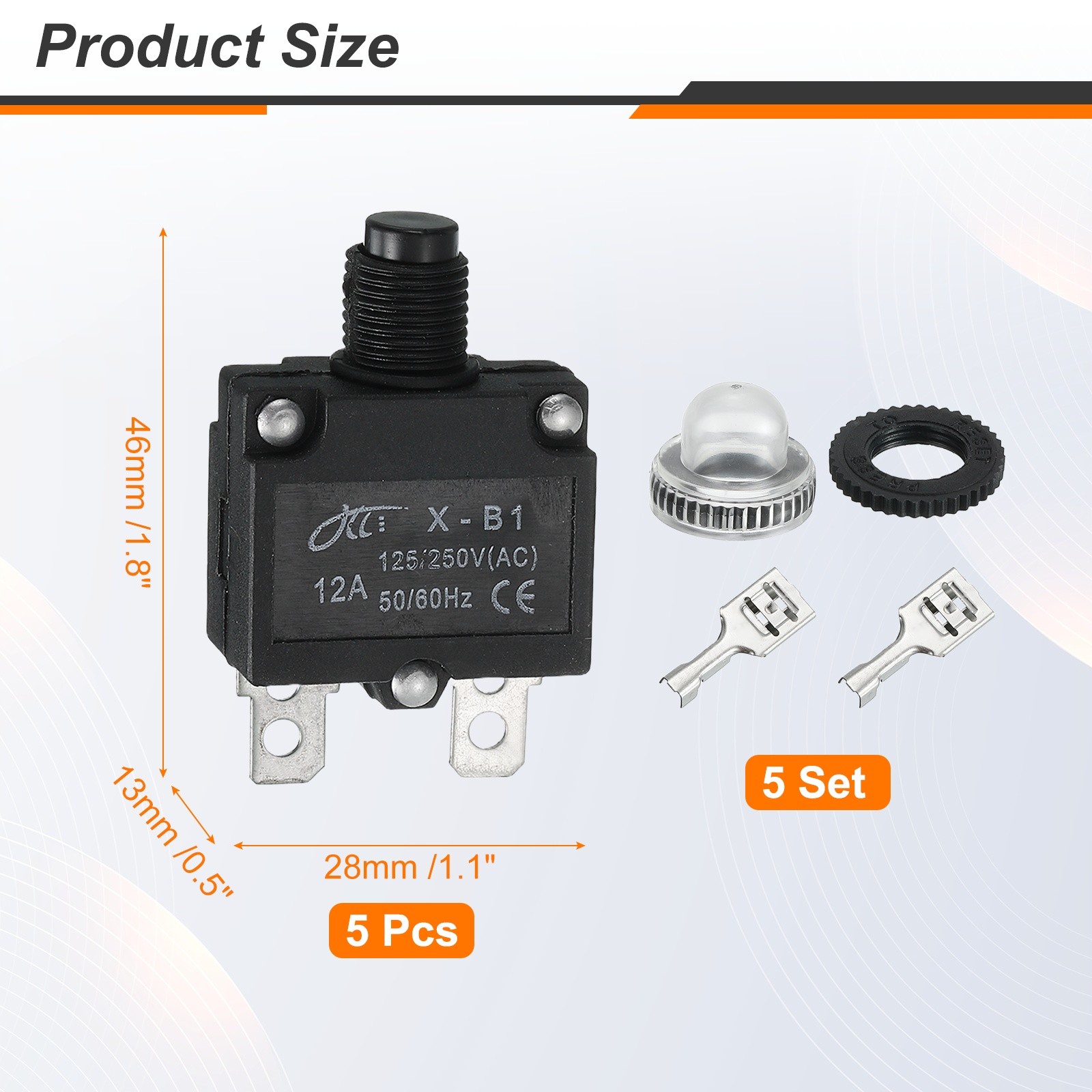 2 x X-B1 12Amp Circuit Breakers Manual Reset Push Button Overload Protector