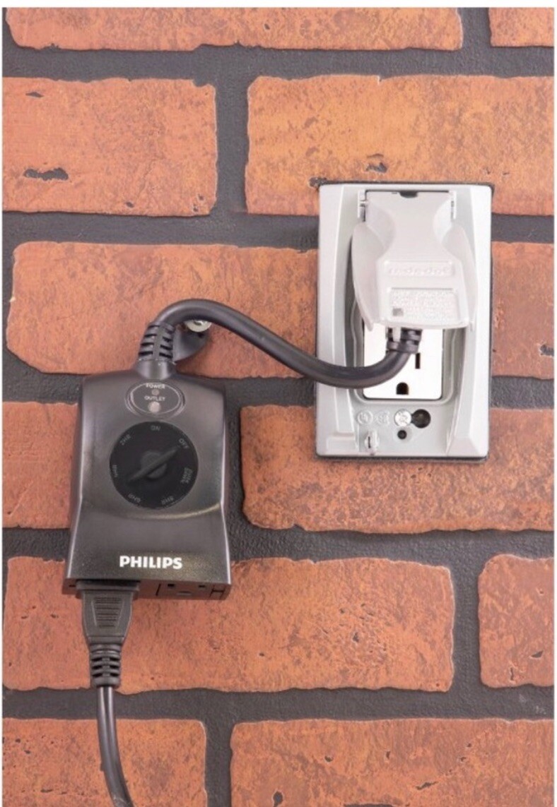 New!! Philips Dusk to Dawn Countdown Timer Outdoor 8/6/4/2hr 2 Outlet Grounded