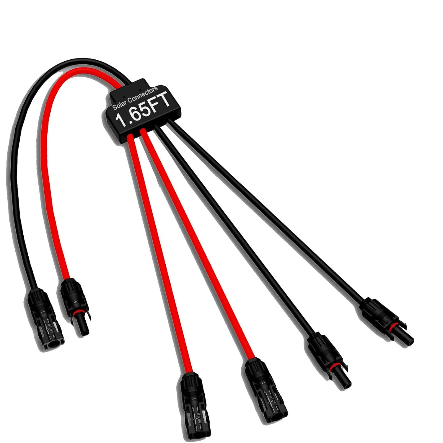 MC4 Y-Branch Solar Connectors 4-2 Parallel Adapter 10AWG IP68 Tool-Free 1.65FT