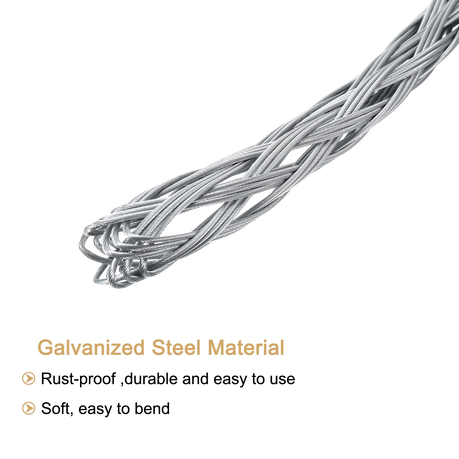 Cable Pulling Grip 0.9m/3FT Galvanizing Steel for 8-16mm Cable(Silver)
