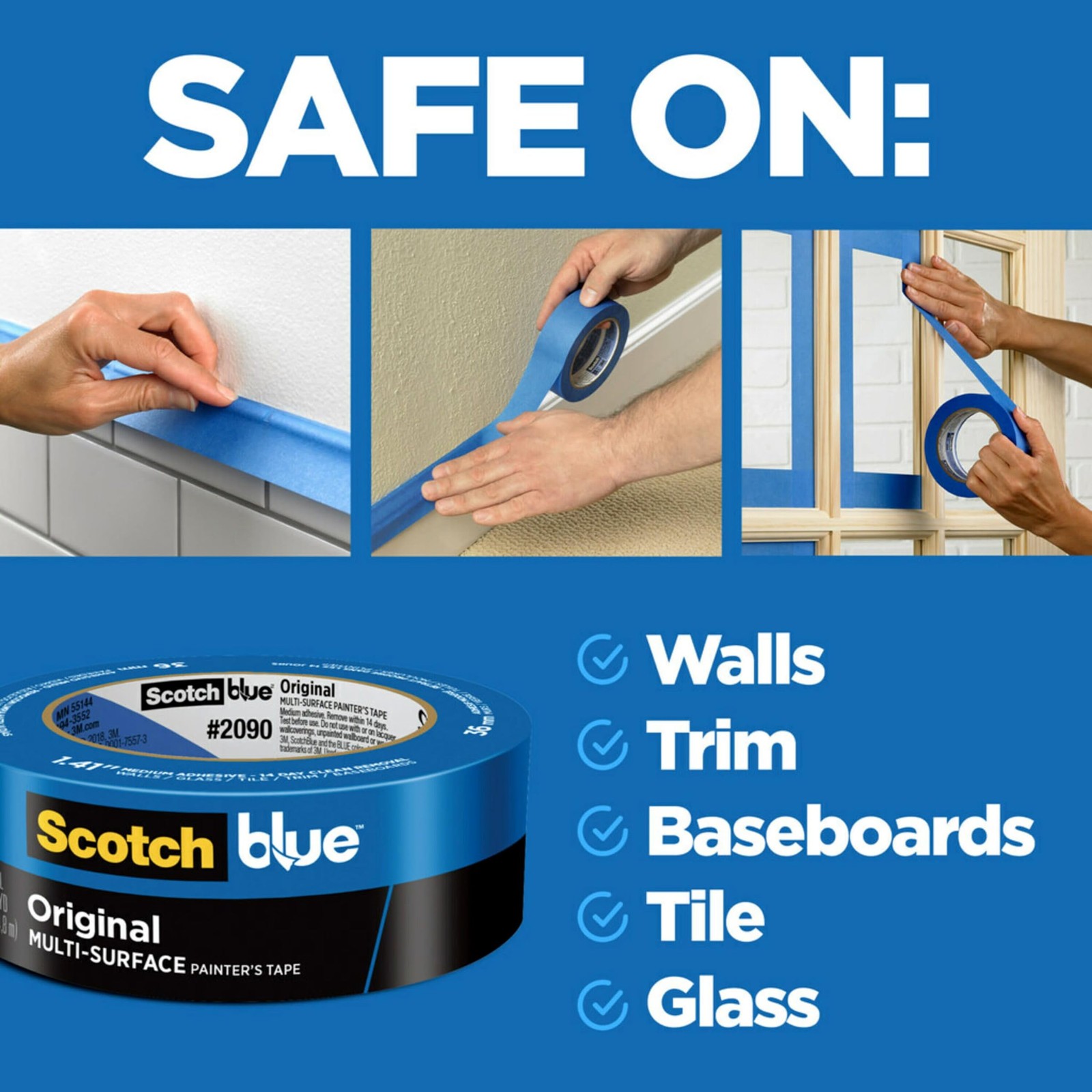 Scotchblue Original Multi-Surface Painters Tape 1 Inch Wide 0.94 In. X 60 Yds 9