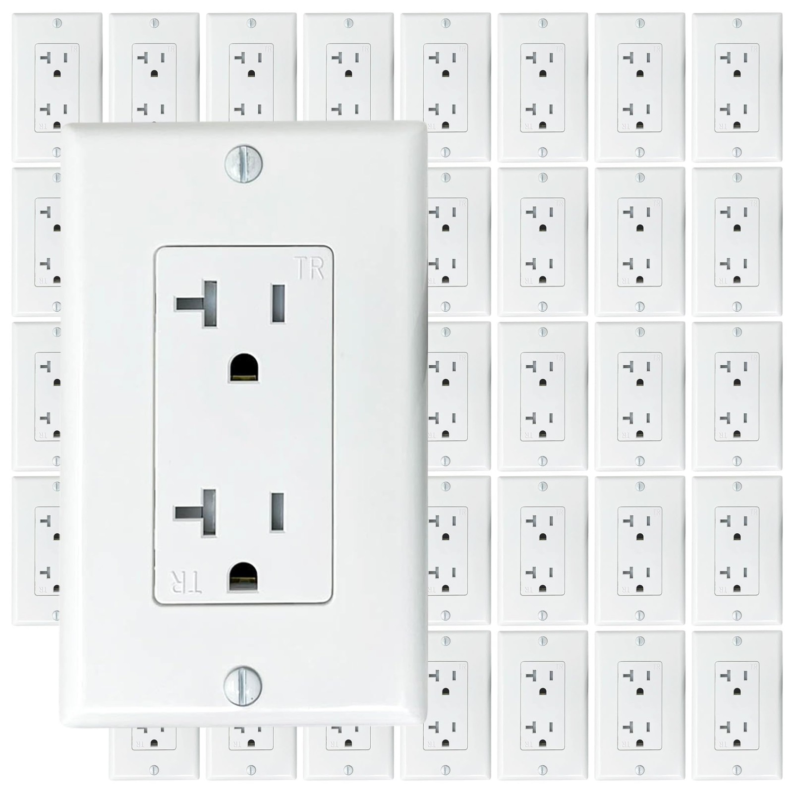 [40-Pack] 20 Amp Decorator Commercial Grade Outlet Receptacle, Tamper Resista…
