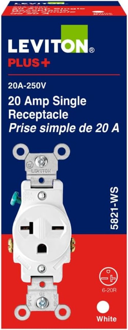 Commercial Grade 20A 250V NEMA 6-20R Receptacle, White