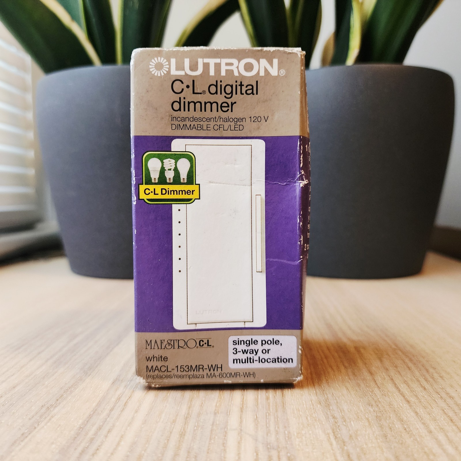 New Lutron MACL-153MR-WH LED Maestro LED+ Single Pole 3 Way Dimmer White