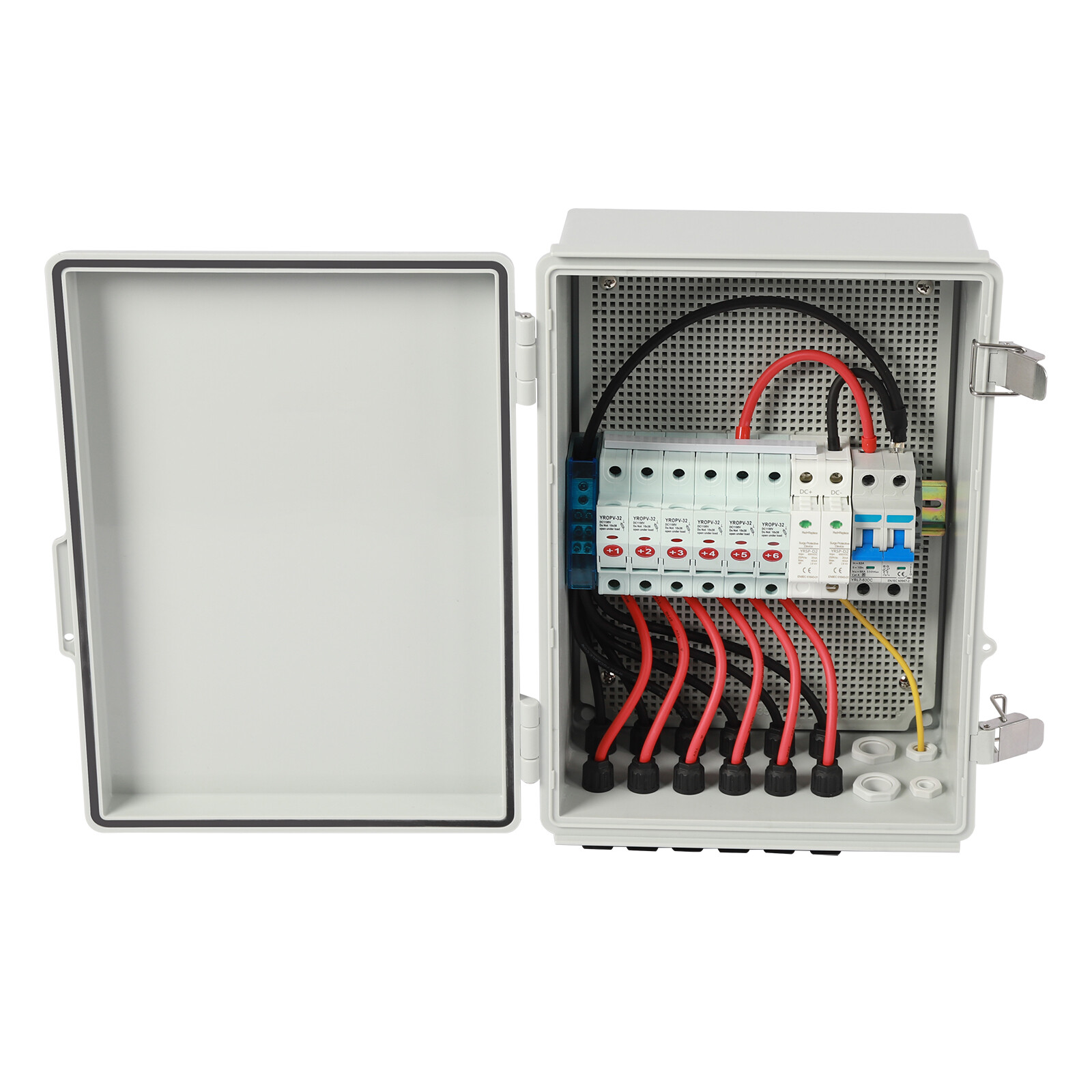 6 String Solar PV Combiner Box 63A Circuit Breaker Junction Box for Solar Panels