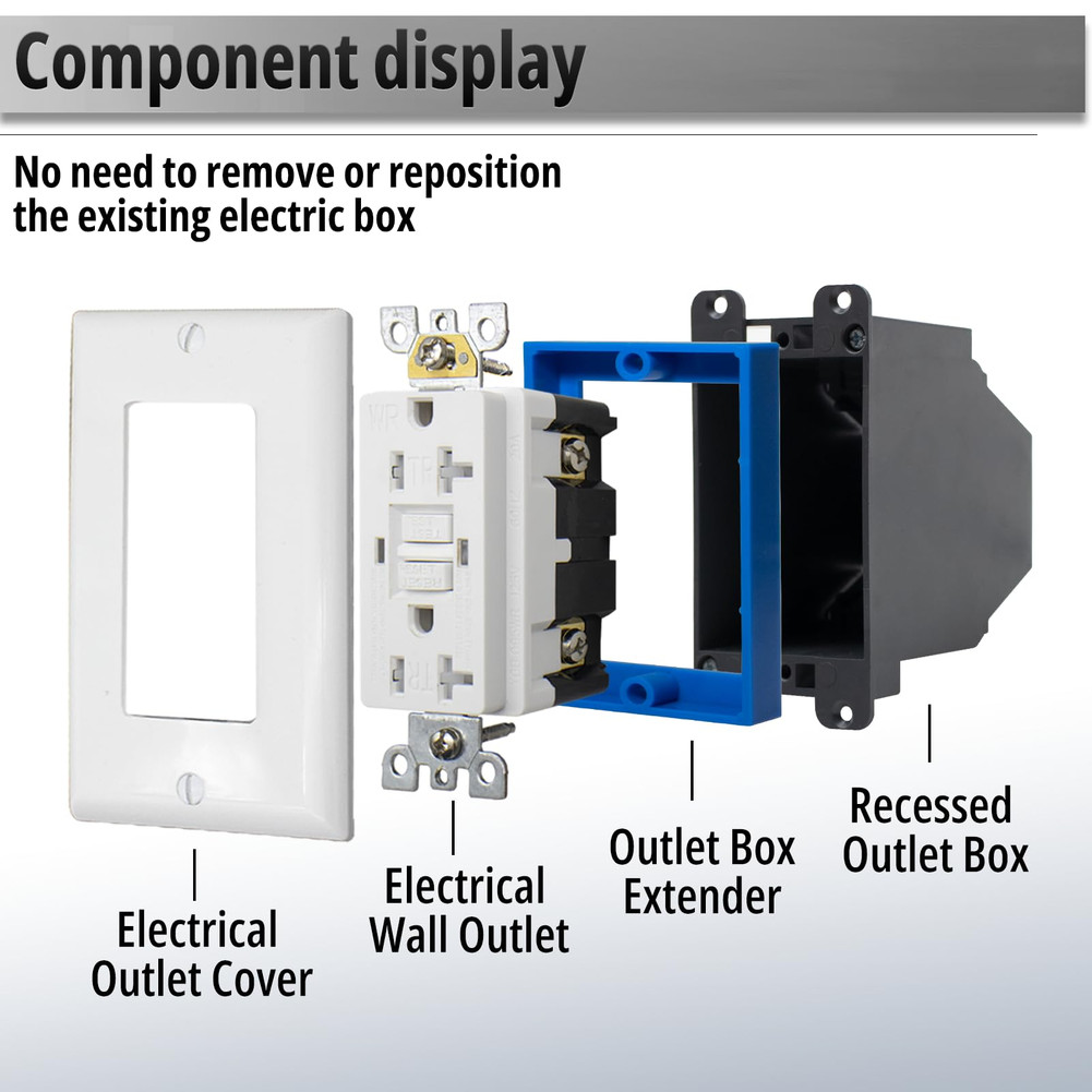 1 Gang Outlet Box Extender 1/4 inch Heat Resistant ABS Plastic Material