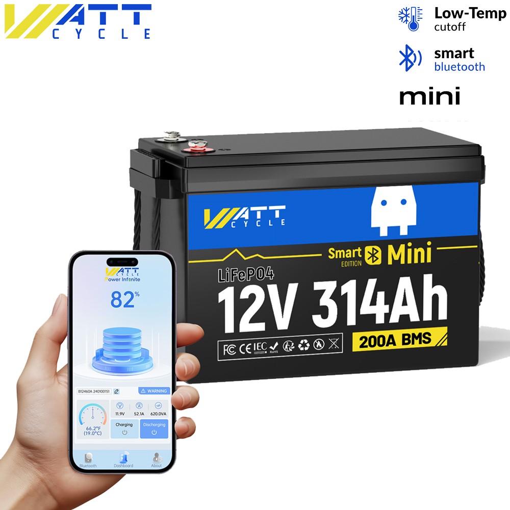 Wattcycle 12V 100Ah 300Ah Deep Cycle Lithium Battery for Solar Off-Grid Marine