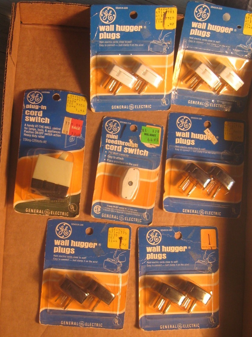 NOS GE wall hugger plugs and plug-in cord switch