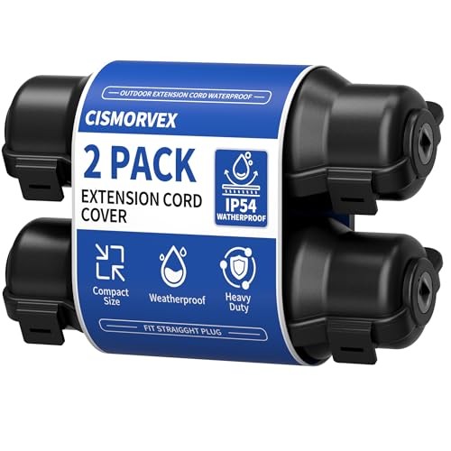 Outdoor Extension Cord Safety Cover with Waterproof Seal IP54 2 Pack Black