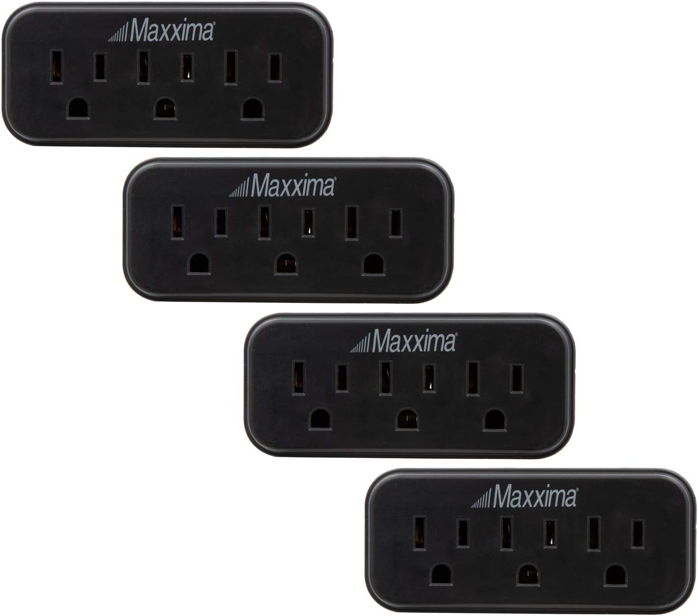 3 Grounded Multi Outlet Adapter Wall Plug, Black Outlet Tap, 4 Pack |