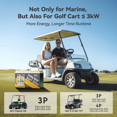 Power Queen 36V 50Ah Bluetooth Group31 LiFePO4 Battery for Marine Trolling Motor