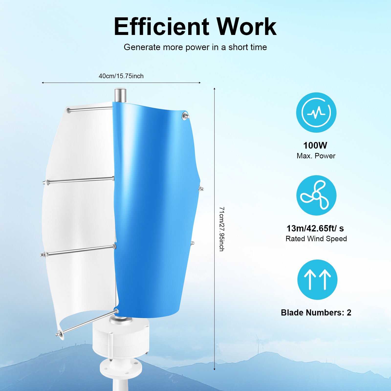 500W Vertical Axis Wind Turbine Generator 12V with Controller Home Windmill Kit