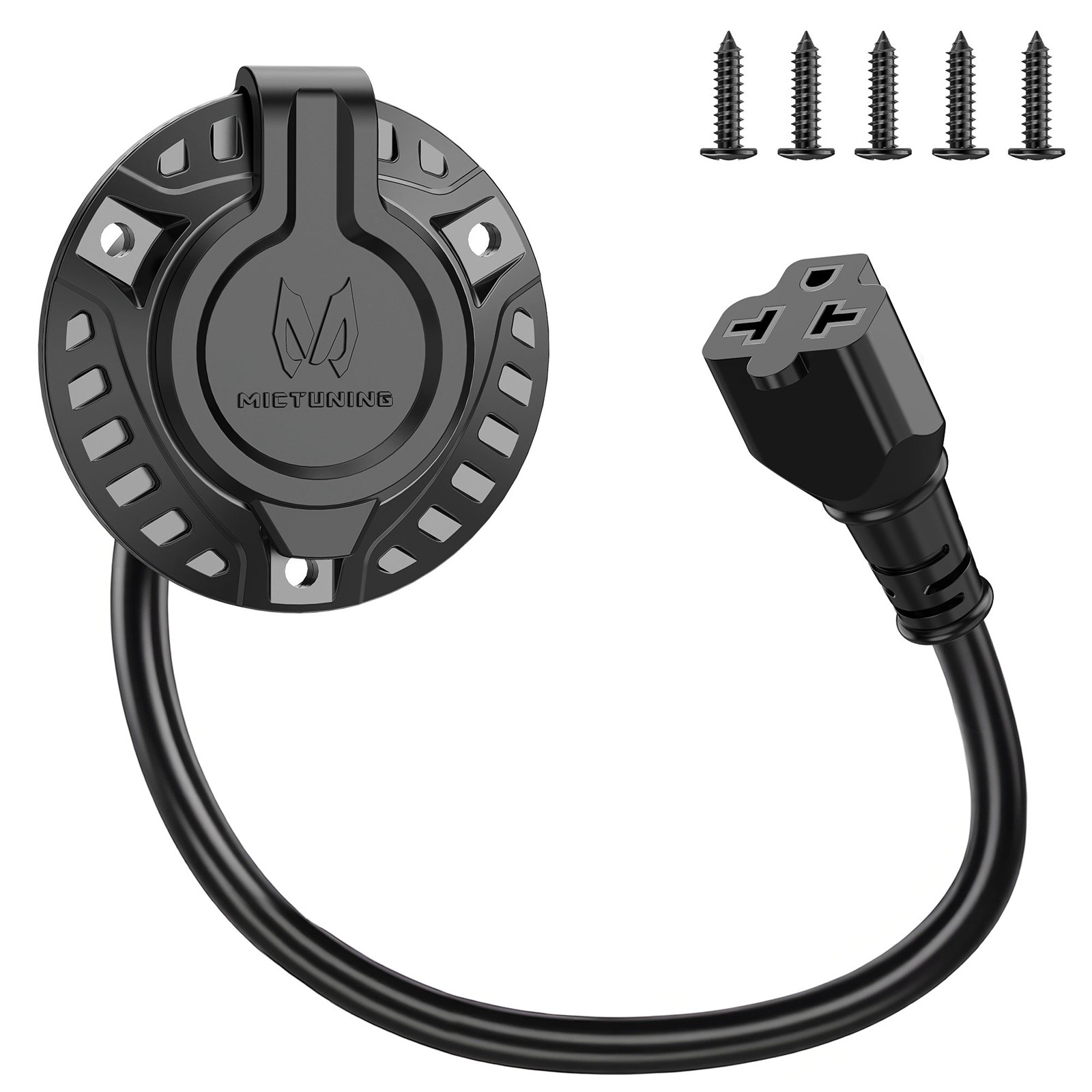MICTUNING 20A AC Port Plug T-Blade Adapter RV Power Inlet Socket Cord w/Hole Saw