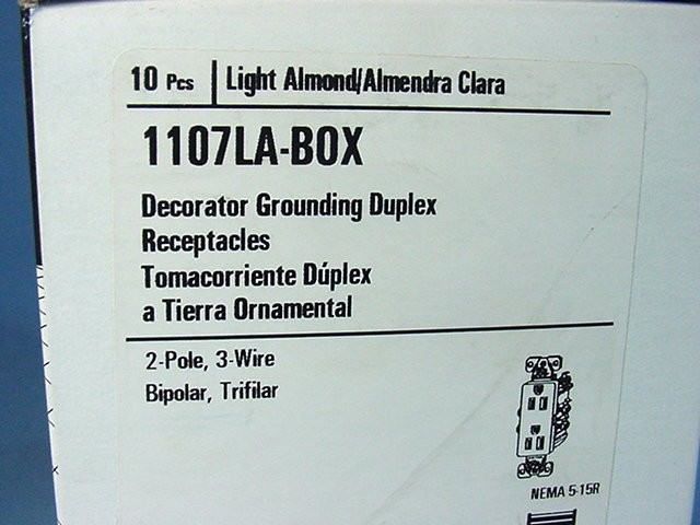 10 Cooper Light Almond Decorator Receptacles Duplex Outlet 5-15R 15A 125V 1107LA