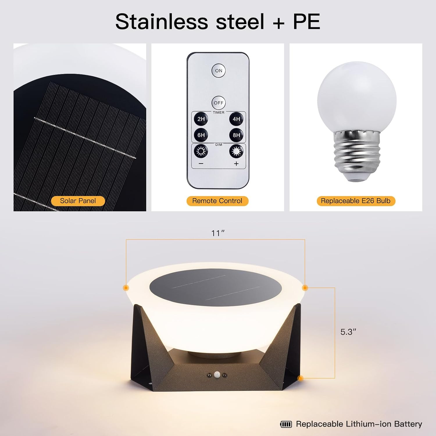 Solar Post Lights Outdoor, 11″ Outdoor Pillar Lights, IP54 Waterproof Solar Powe