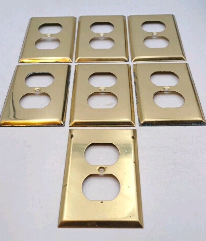 Vintage Outlet Cover Plate Wall Covers Rectangle Metal Hardware Lot of 7