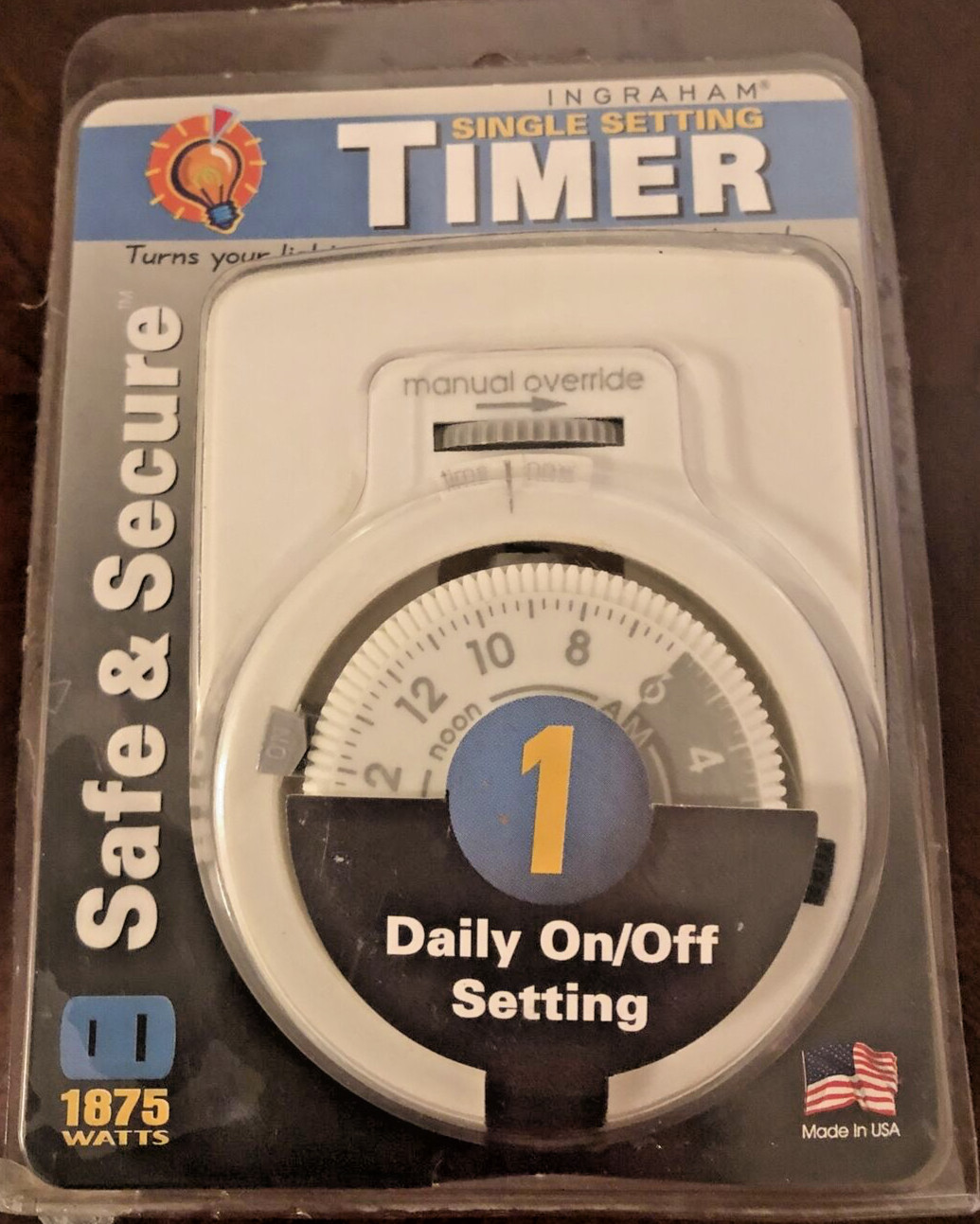 Ingraham Safe Secure Timer Single Setting 1875 Watts 15 Amps Sealed in Box New