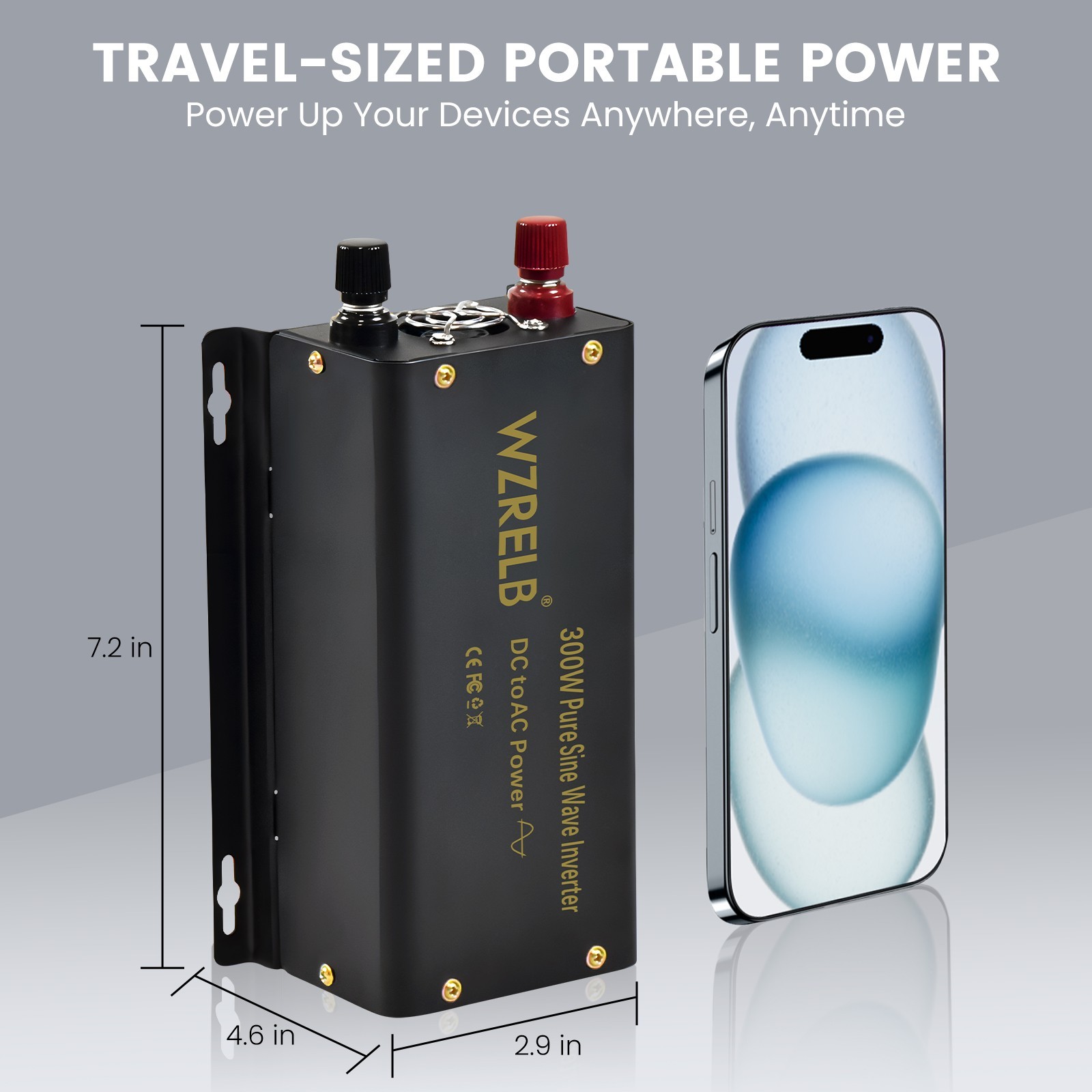 300W Pure Sine Wave Power Inverter 36V to 110V/120V DC to AC 60HZ LCD camp rv