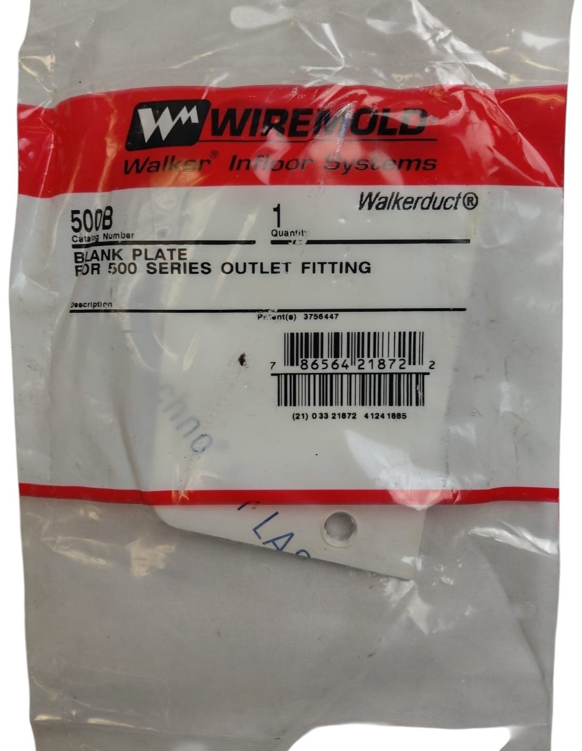 Wiremold 500B Blank Plate Walkerduct 500 Series Outlet Fitting Cover
